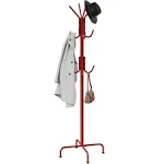 Standing Coat and Hat Hanger Organizer Rack, 12 Hooks Red