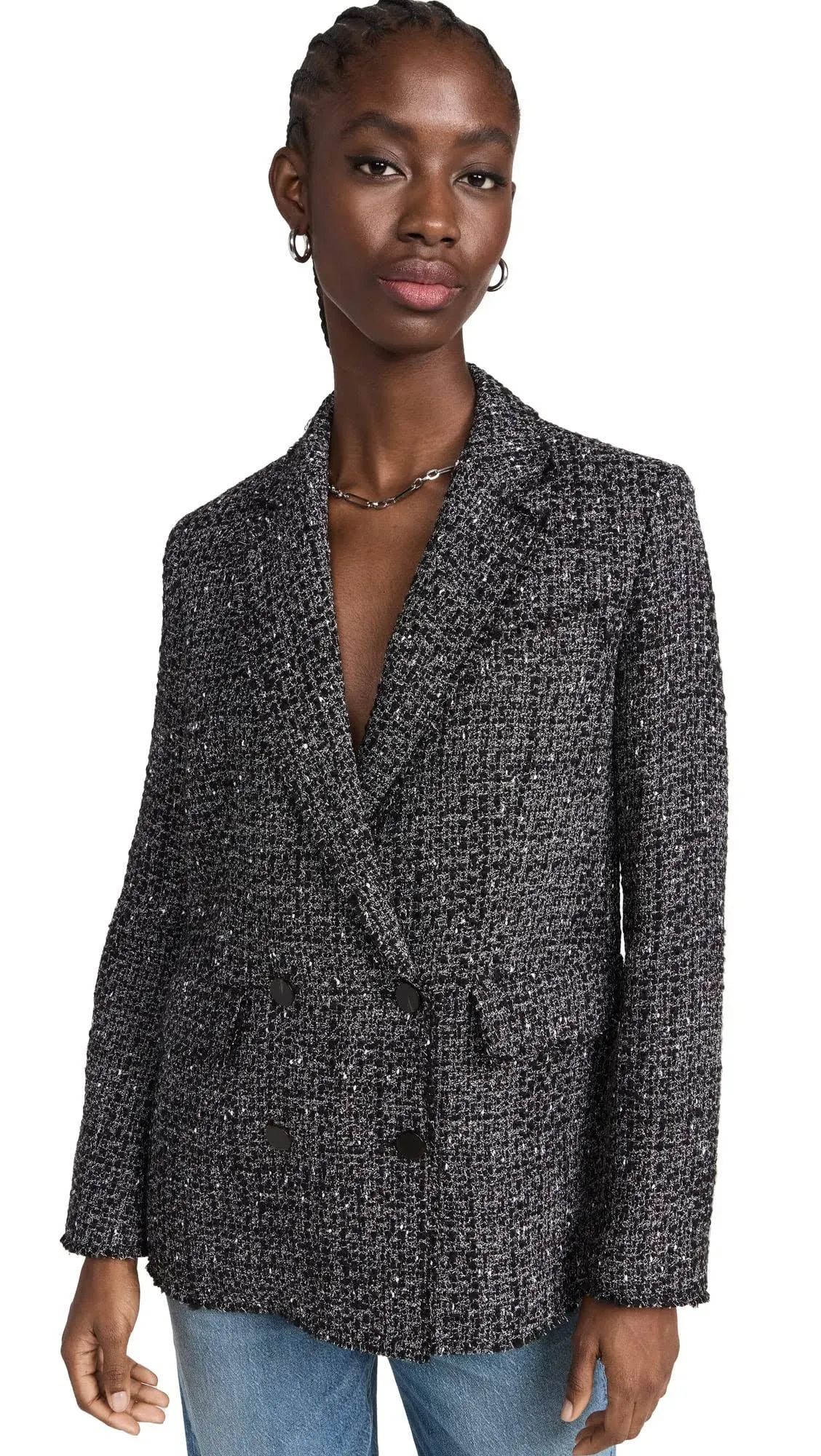 Theory Piazza Blazer in Wool-Blend Tweed - Black Multi - 4