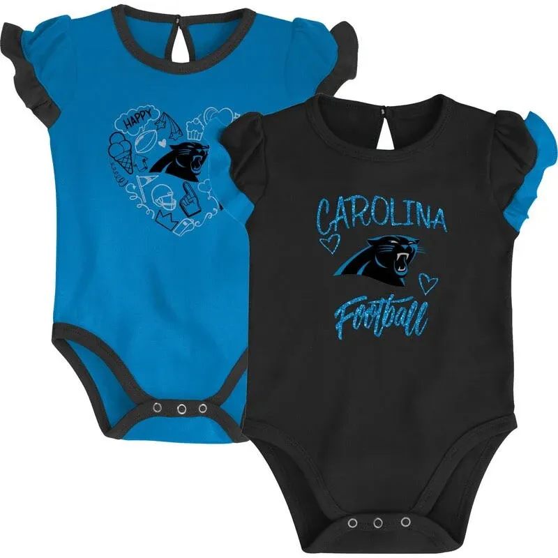 "Babies' Newborn And Infant Boys And Girls Black, Blue Carolina Panthers Too Much Love Two-piece Bodysuit Set In Black,blue"