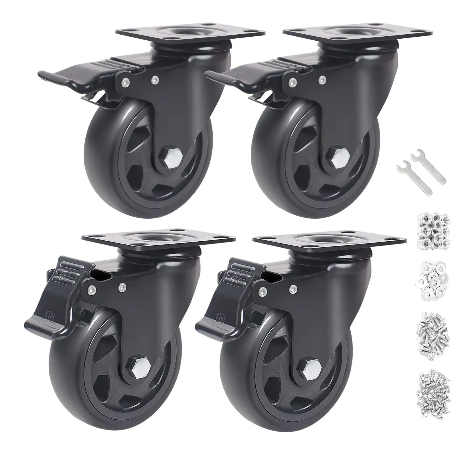 5 Inch Caster Wheels with Brake 2200lbs,Heavy Duty Casters  Assorted Styles 