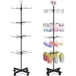 Jitnetiy Retail Display Spinning Display Stand 4 Tier Display Rack Movable Jewelry Keychain Display Stands for Vendor Events Floor Spinner Rack for