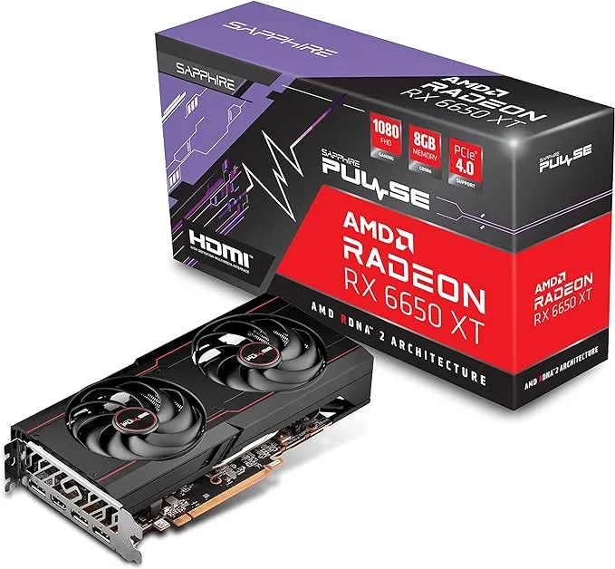 Sapphire 11319-03-20G Pulse AMD Radeon RX 6650 XT Gaming Graphics Card with 8GB GDDR6, AMD RDNA 2, Black