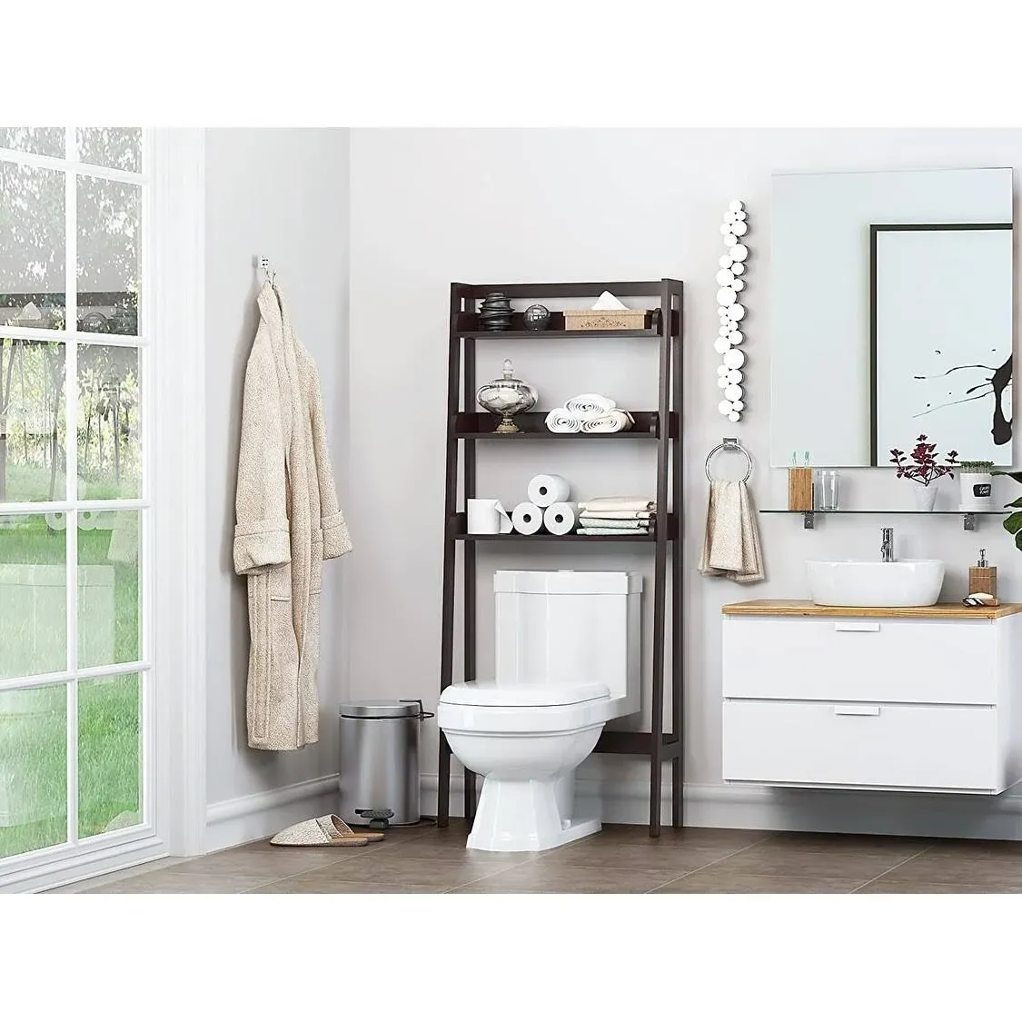 Utex 3-Shelf Bathroom Organizer Over The Toilet Bathroom Spacesaver Espresso