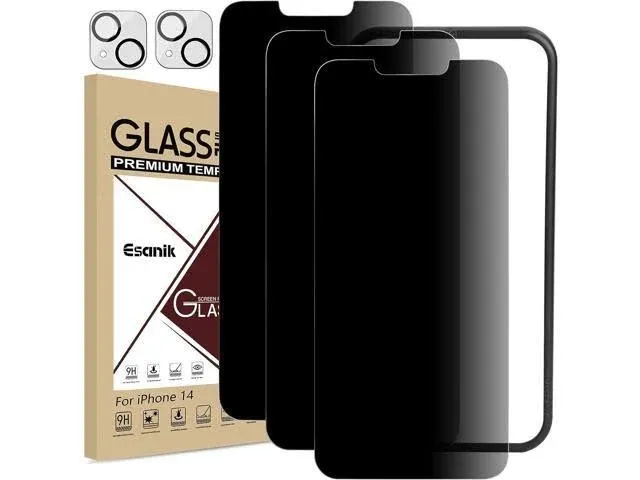 Esanik [3+2 Pack] Privacy Screen Protector for iPhone 14 6.1" Anti-Spy Tempered ...