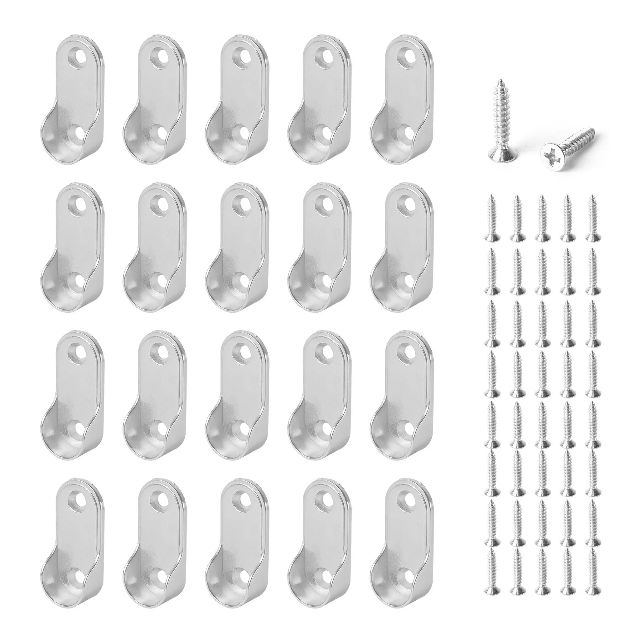 20 Pack Oval Closet Rod End Supports, Dveda Bracket, Wardrobe... 