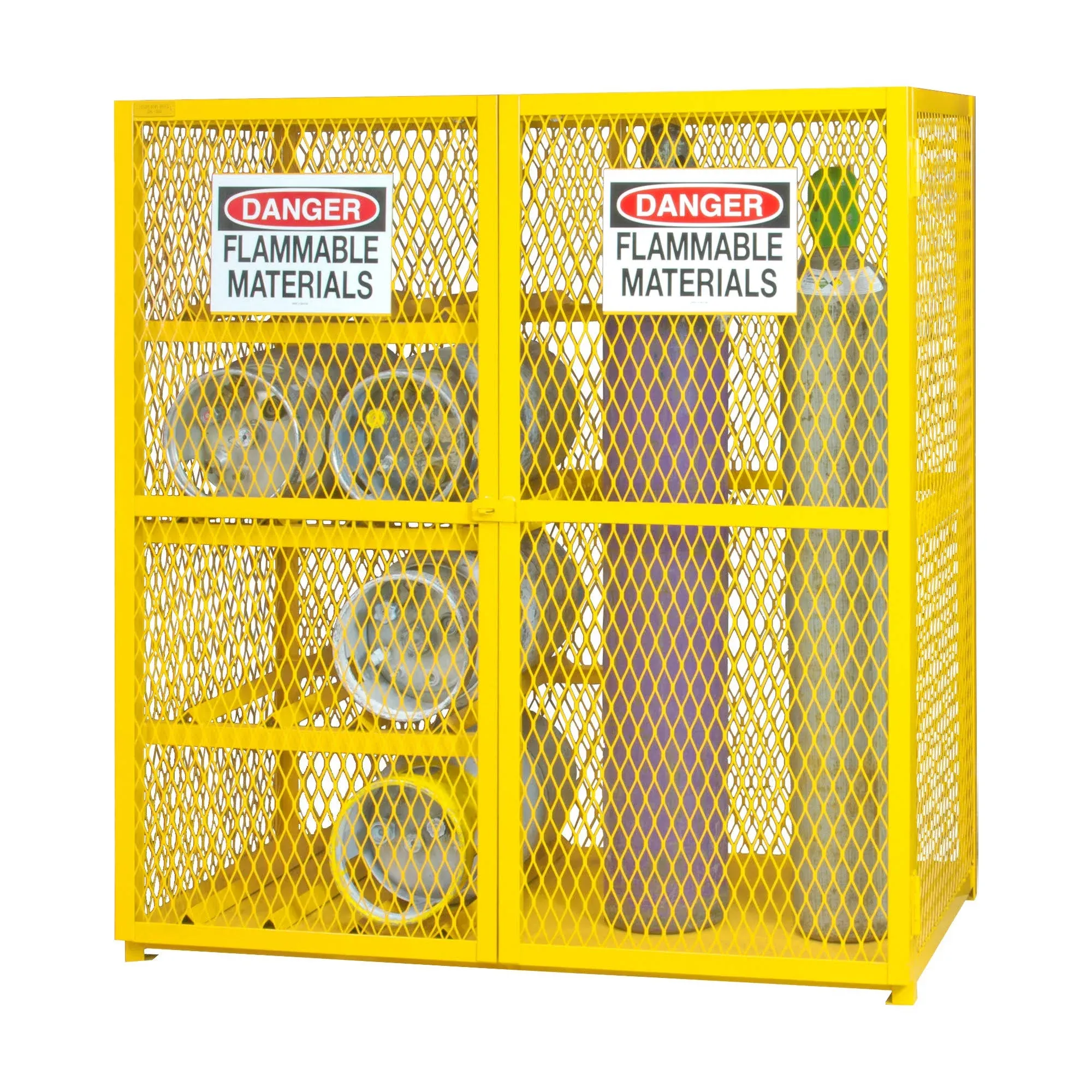 Durham Mfg 60" x 30 1/8" x 71 7/8" Yellow Combo Gas Cylinder Cabinet with Manual Doors EGCC8-9-50 - 17 Cylinder Capacity