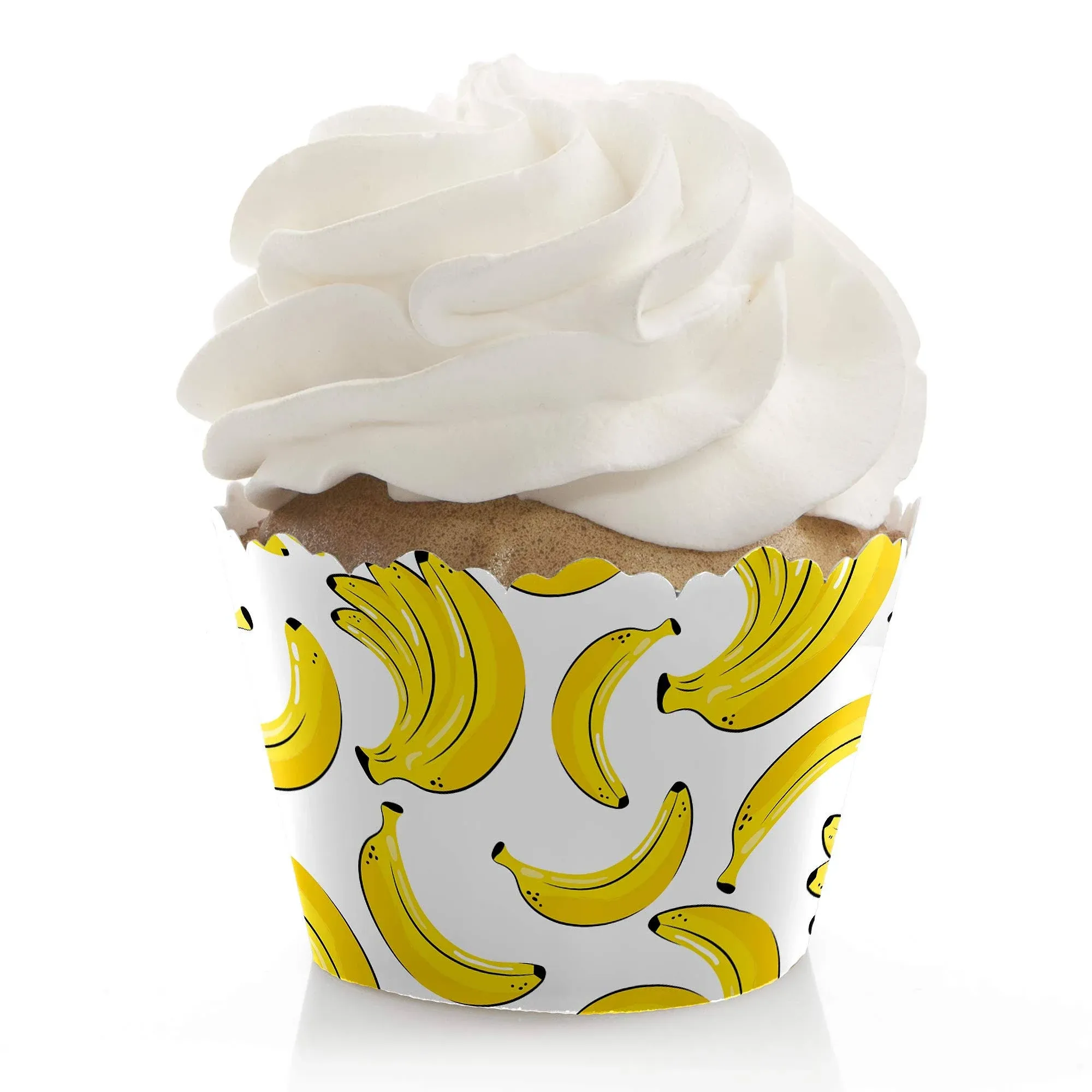 Let&#39;s Go Bananas Cupcake Wrappers - Tropical Party Cupcake Wraps - Baby, Bridal or Birthday Party Cupcake Decorations - Set of 12