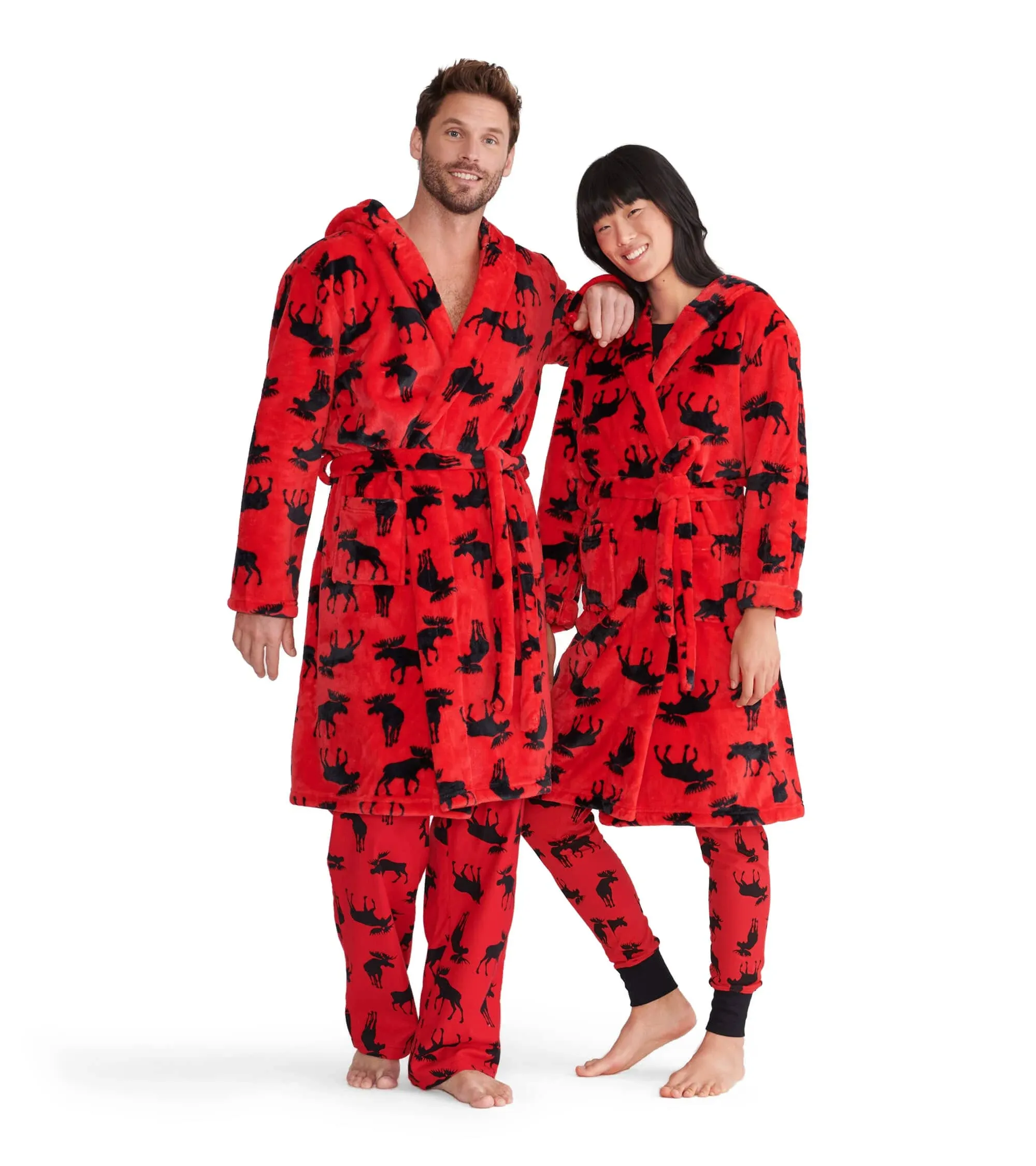 Hatley Moose on Red Adult Bathrobe