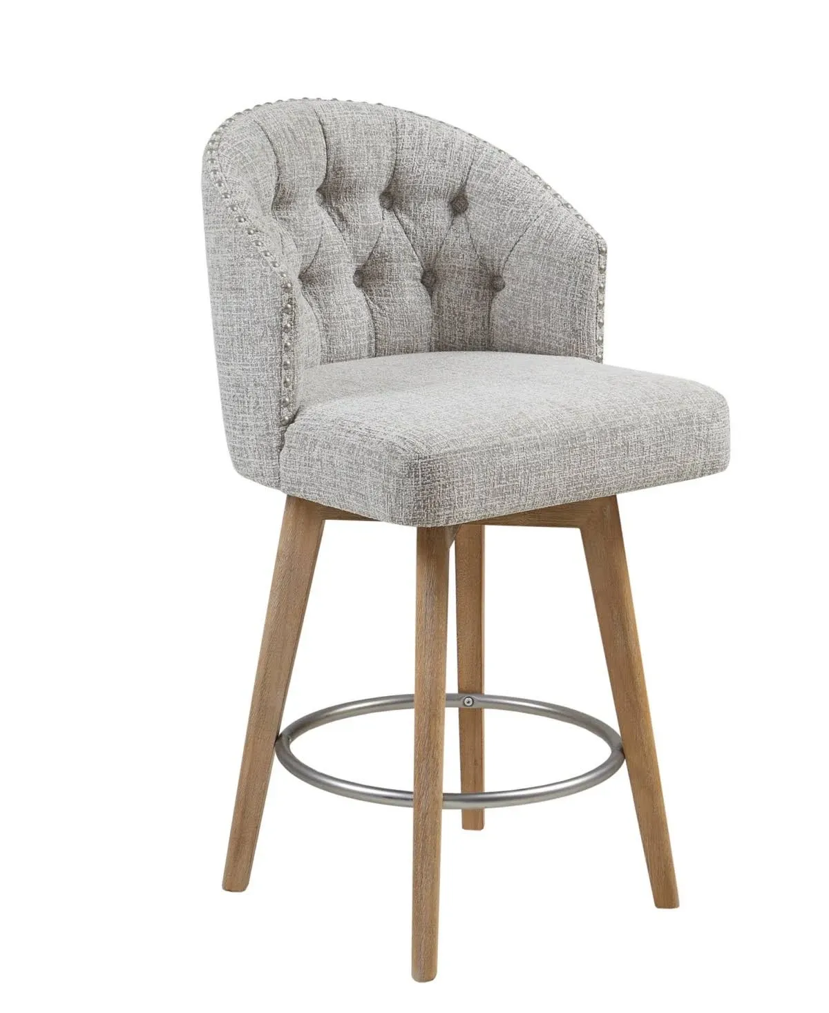 Madison Park Onyx Barrel Style Tufted Swivel Counter Stool, Grey