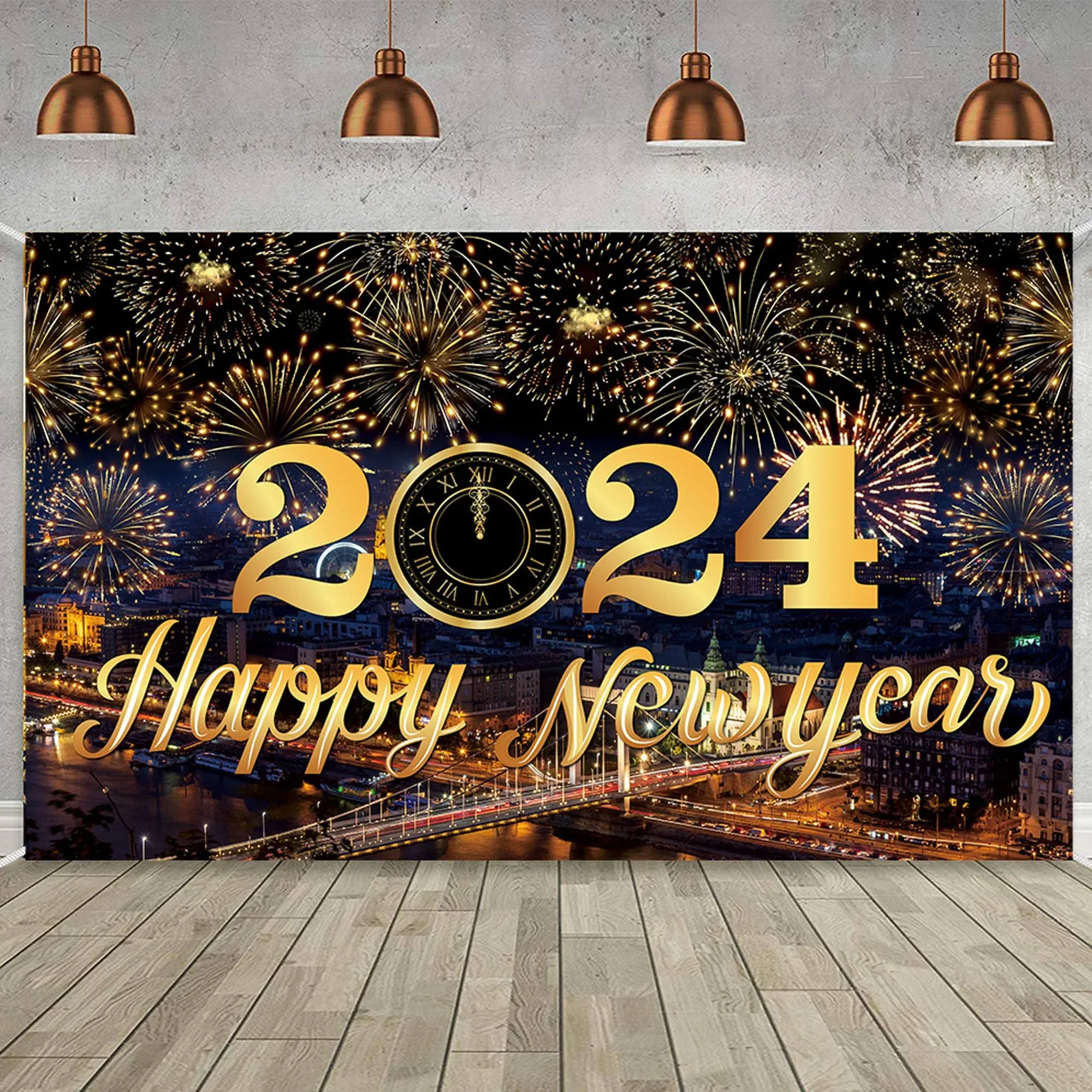 2024 New Year Themed Photography Backdrop for Photography Eve Celebration Pho...