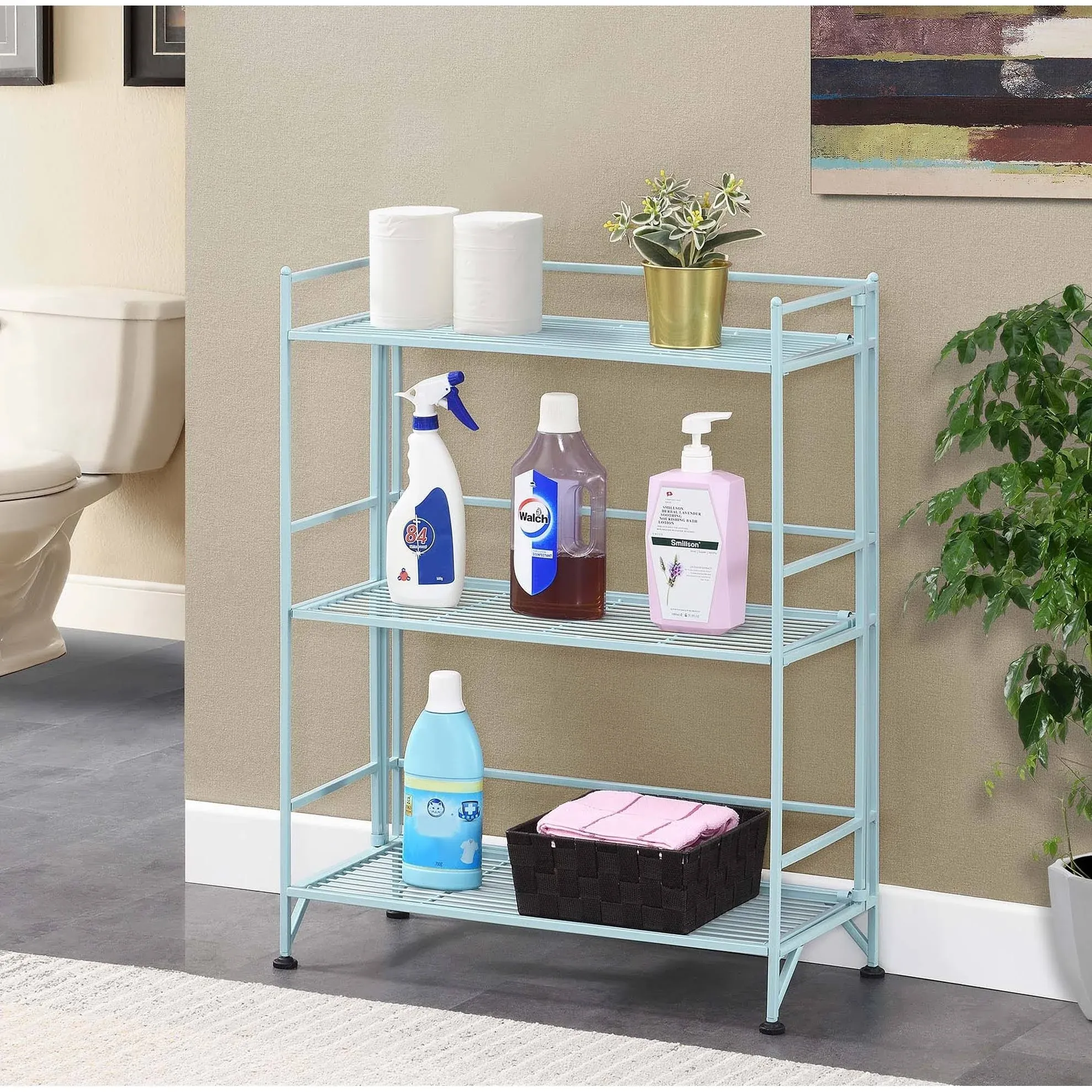 Xtra Storage 3 Tier Wide Folding Metal Shelf - Convenience Concepts 8019SF