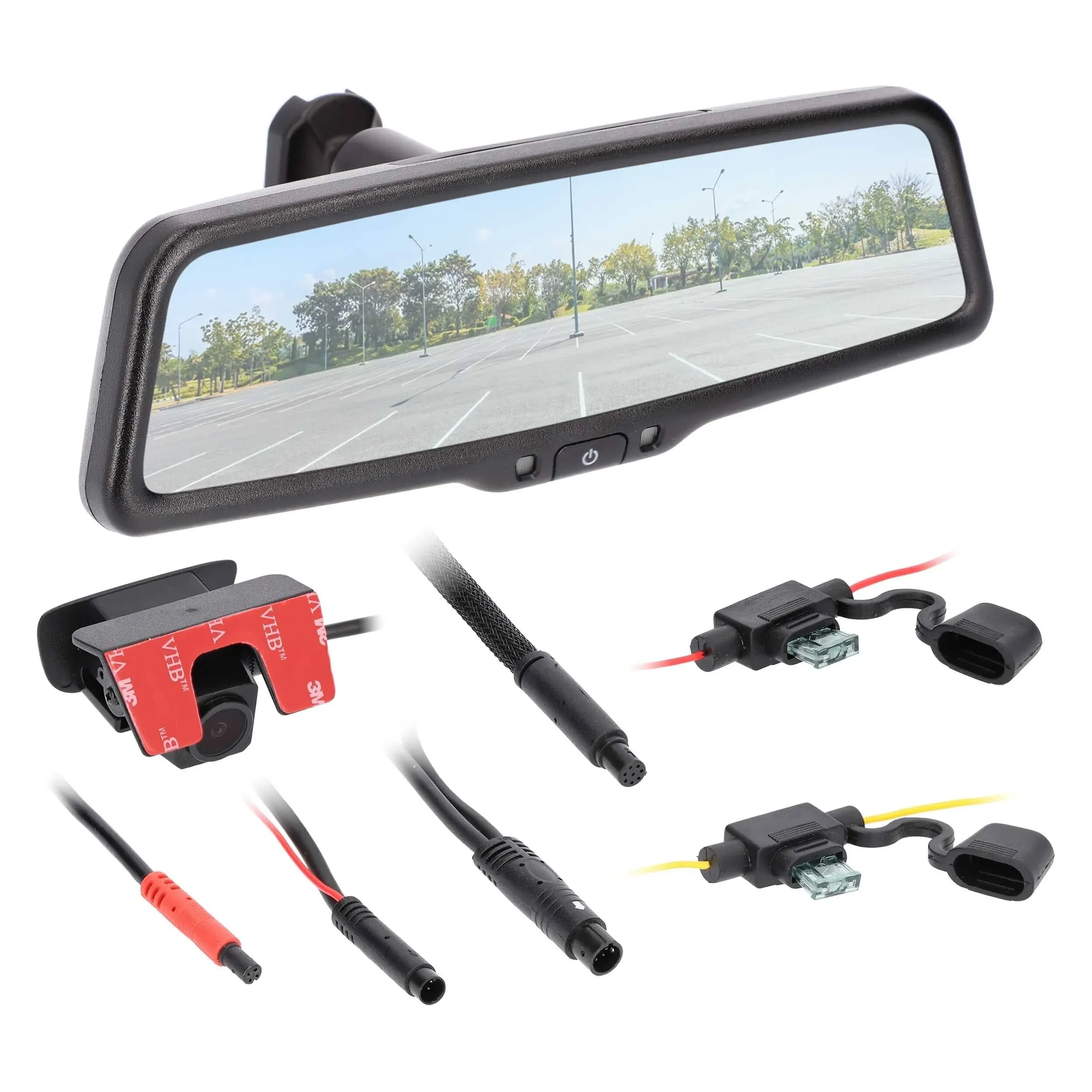 iBeam TE-LVM9 9&#034; Live View Streaming Rearview Mirror 1080P Front &amp; Rear 1280×320