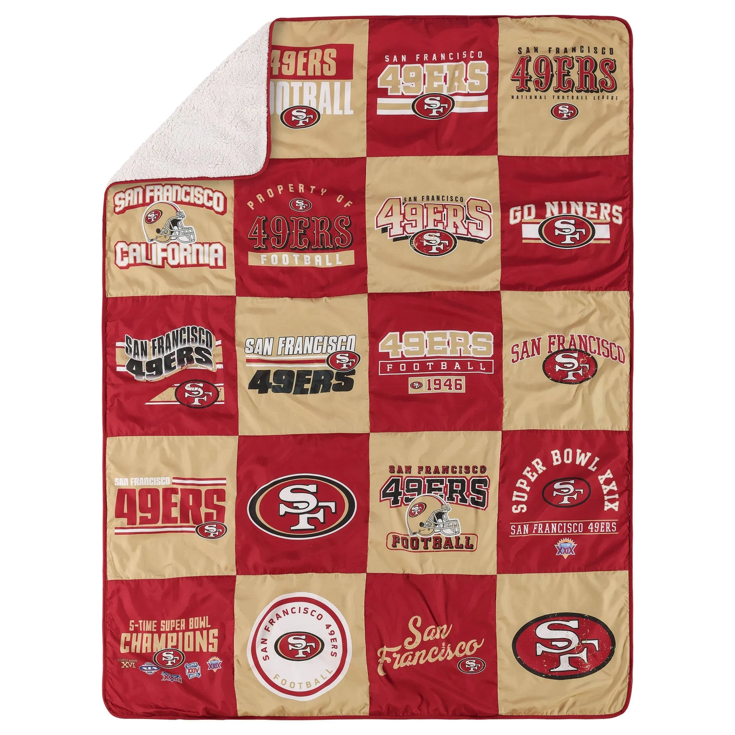 FOCO NFL Unisex-Adult NFL Team Logo 80" x 60" Team Pride Patches Throw Blanket Quilt