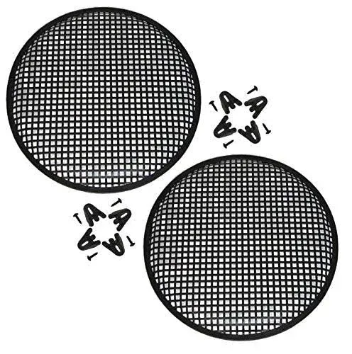 (2) 10&#034; INCH UNIVERSAL SPEAKER SUBWOOFER GRILL MESH COVER W/ CLIPS SCREWS GUARD