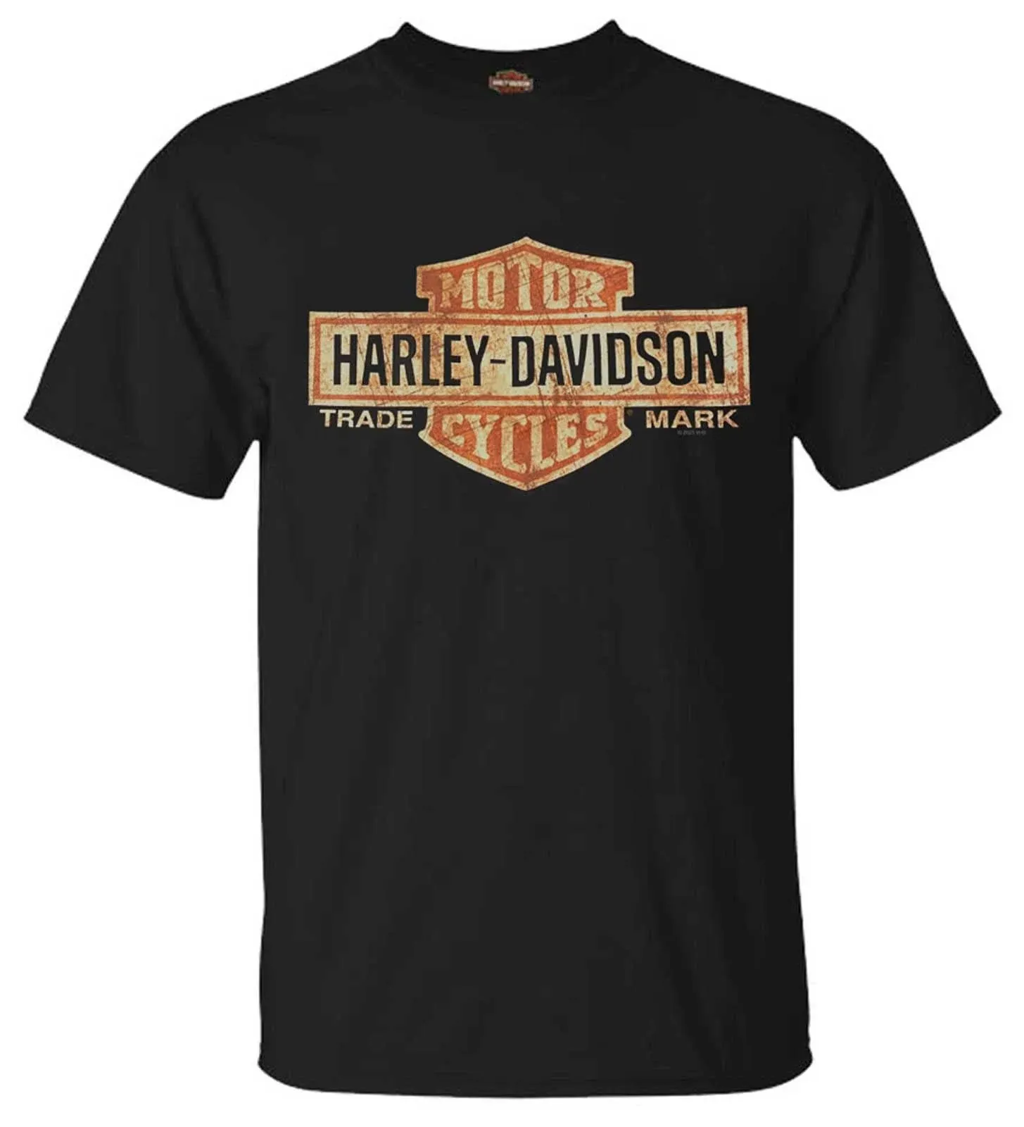 Harley-Davidson Men's Distressed Elongated Bar & Shield Black T-Shirt 30296553