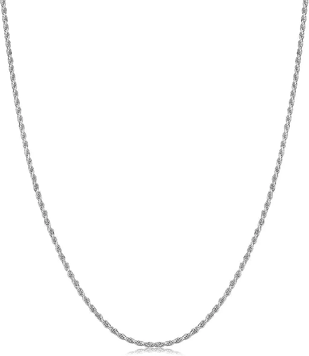 Savlano 925 Sterling Silver 1mm Solid Italian Rope Diamond Cut Twist Link Chain 