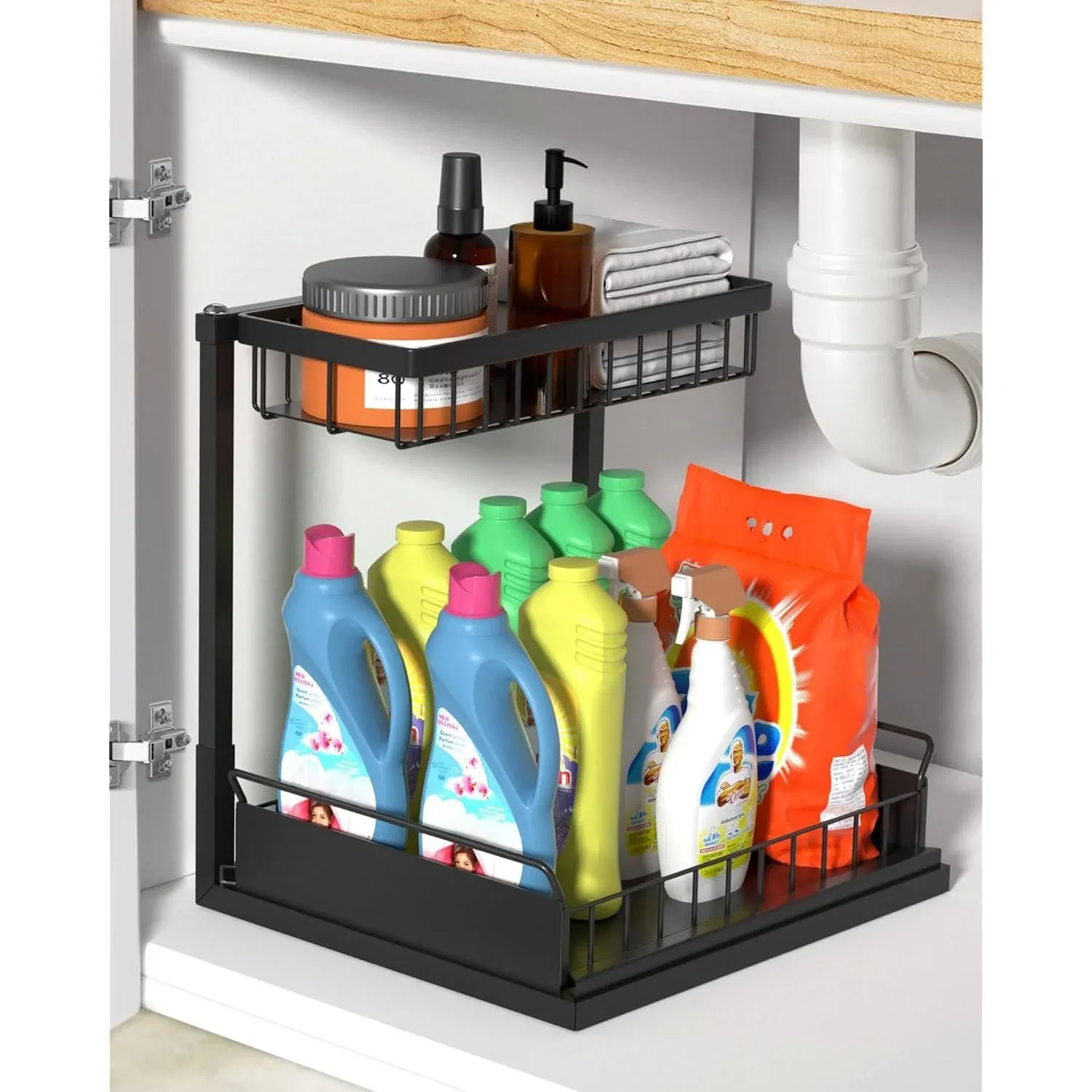 Under Sink Organizer,Meta<wbr/>l Pull Out Kitchen Cabinet Organizer With Sliding Dra