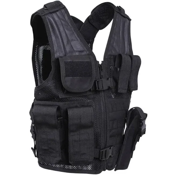 "Kid's Tactical Cross Draw Vest | Black - BLACK"