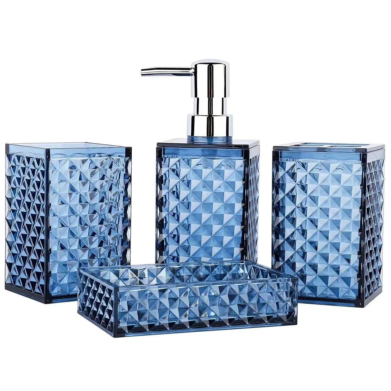 A+KCEYON 4 Pcs Navy Blue Bathroom Accessories Set