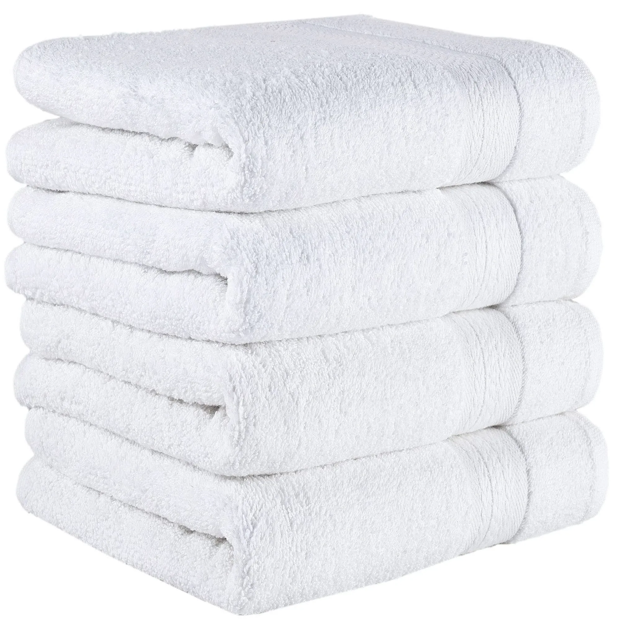 REGAL RUBY Quick-Dry 4 Pieces White Hand Towel -Bath Linen Set - Highly Absorbent 100% Turkish Cotton -Hand Towel for Bathroom Guests Pool Gym Camp Travel College Dorm Shower