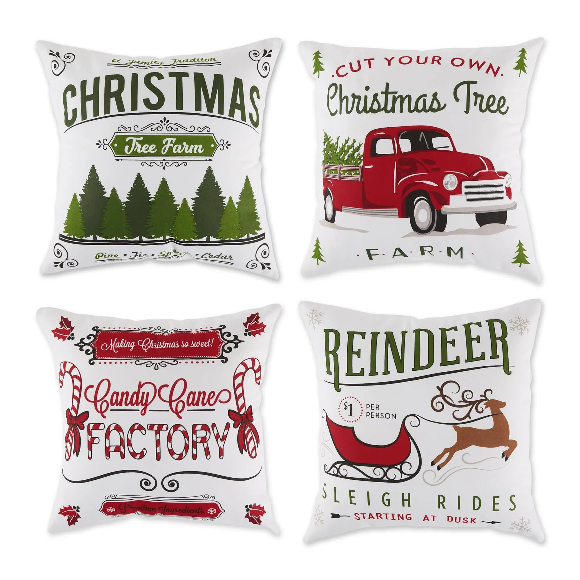 Dii Asst Christmas Prints Pillow Cover 18x18", 4-Piece Set - Contemporary - Outdoor Cushions And Pillows - by VirVentures | Houzz