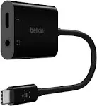 Belkin RockStar™ 3.5mm Audio with USB-C Charge Adaptor Included, USB-C Audio Adaptor Compatible with iPad Pro, Galaxy, Note, Google Pixel, LG G6, Sony Xperia, OnePlus and More - Black