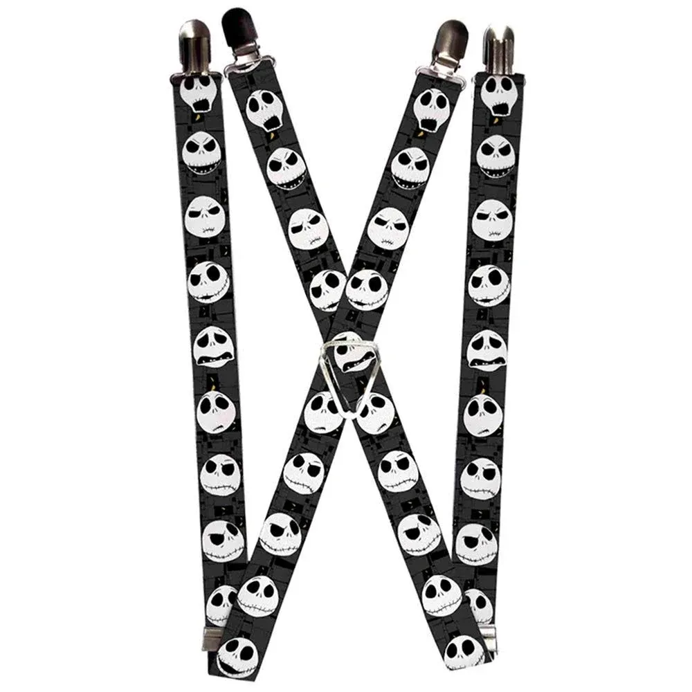 Suspenders - 1.0" - Nightmare Before Christmas Jack Expressions Gray