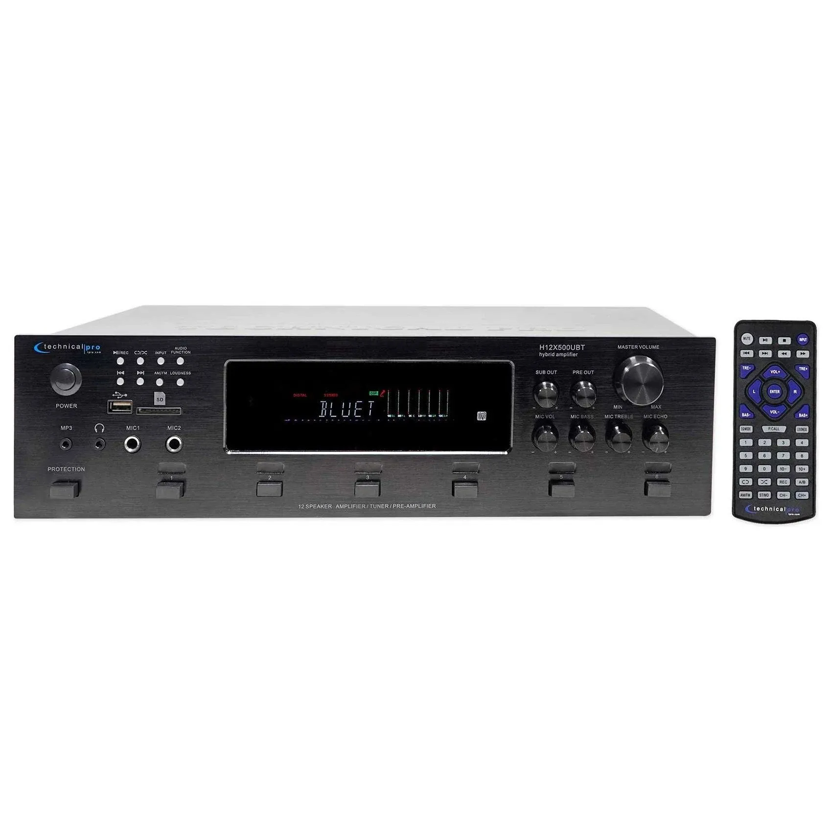 Technical Pro H12X500UBT Digital Hybrid Amplifier, Preamp & Tuner