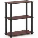 Furinno Turn-S-Tube 3-Tier Compact Multipurpose Shelf Display Rack with Square Tube - Dark Cherry/Black