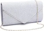 Clutch Purse Evening Bag for Women Prom Sparkling Handbag with Detachable Chain - Silver - Does Not Apply