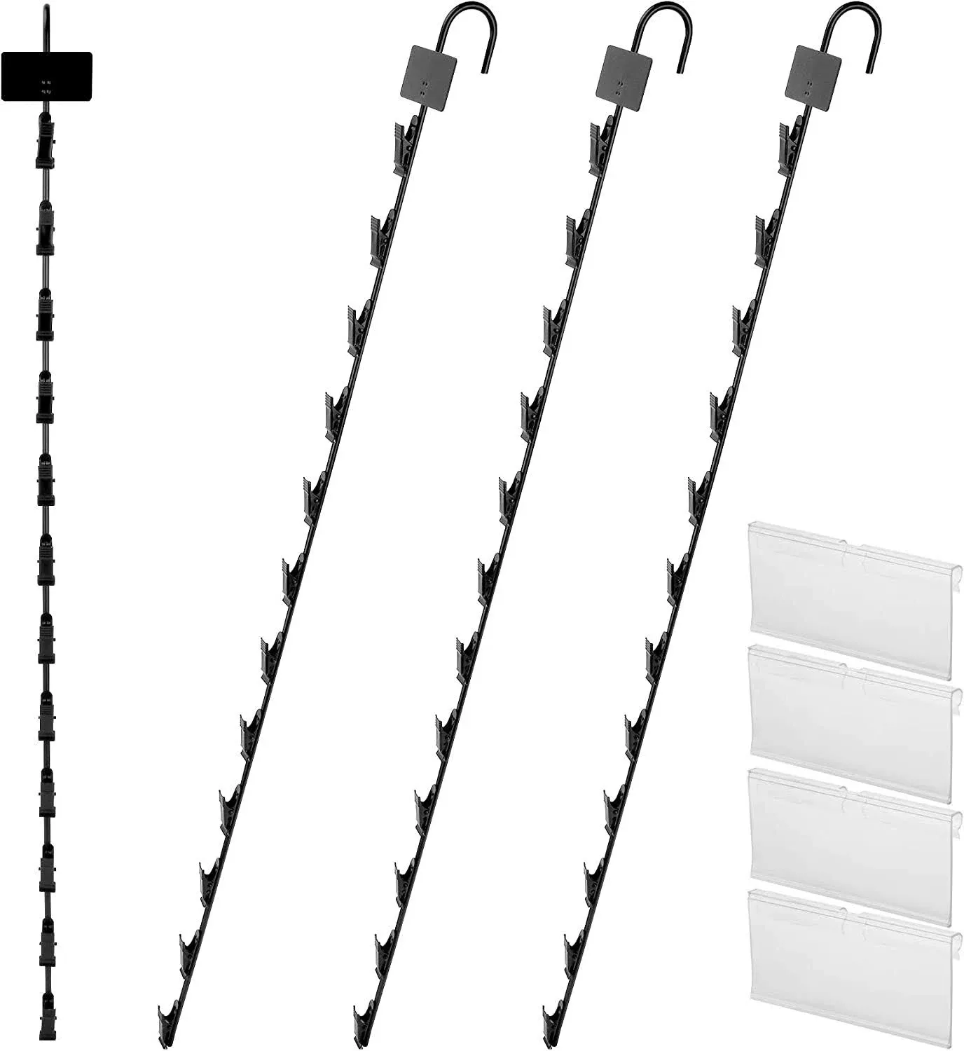 HawHawToys Hanging Merchandise Strips with Hooks, Pack of 4 – 31”Chi