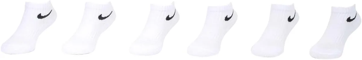 Nike Little Kids' Basic Ankle Socks – 6 Pack, Size 5-7, White