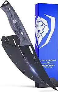 Dalstrong Curved Fillet Knife - 6 inch - Delta Wolf Series - Ultra-Thin & Zero Friction Blade - Black Titanium Nitride Coating - G10 Camo Handle - Boning Knife - Leather Sheath