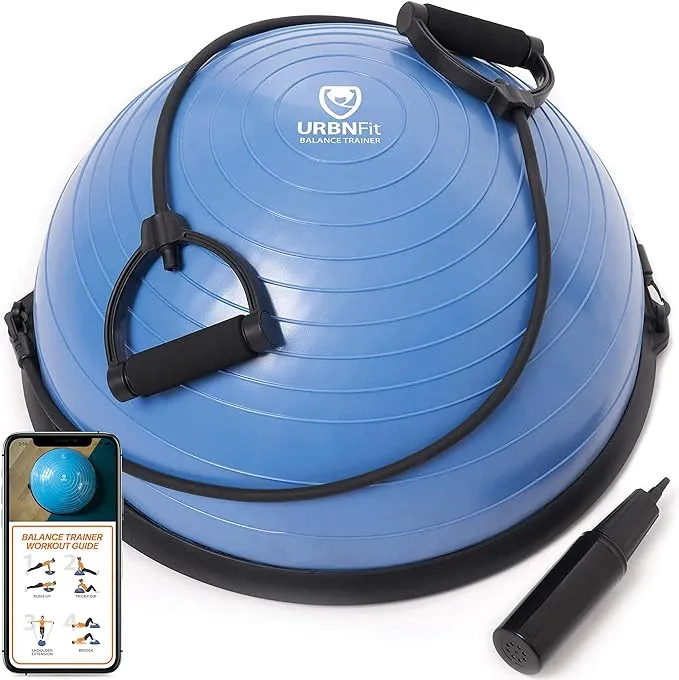 URBNFit Half Ball Balance Trainer Stability Ball Trainer with Resistance Bands ...