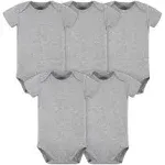 Gerber 5-Pack Baby Heather Grey Premium Short Sleeve Onesies Bodysuits - 0-3mo