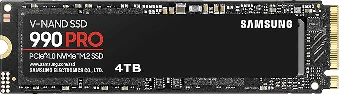 Samsung 990 Pro PCIe 4.0 NVMe M.2 SSD 4TB (MZ-V9P4T0B/AM)