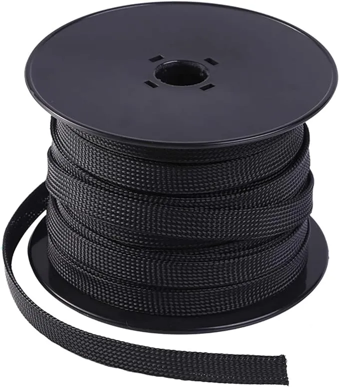 Keco 100ft 1/2 inch PET Expandable Braided Cable Sleeve Wire Sleeving for Audio Video and Other Home Device Cable Automotive Wire