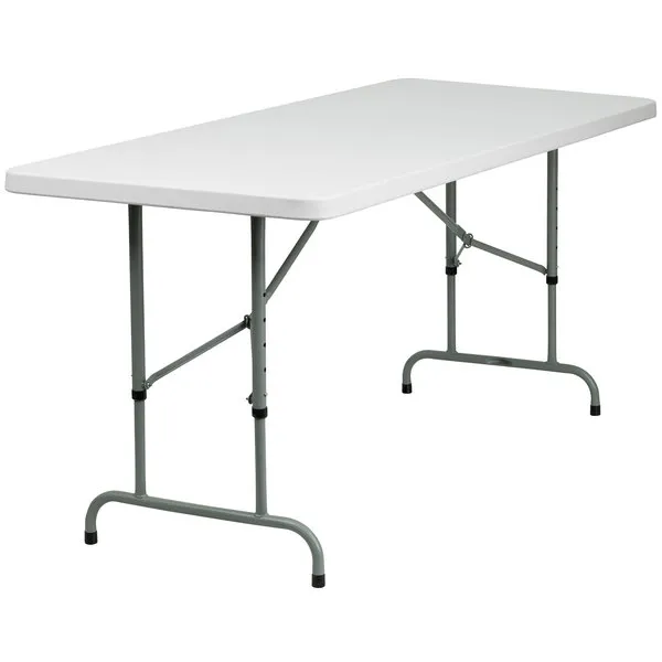 Flash Furniture 6-Foot Height Adjustable Granite White Plastic Folding Table