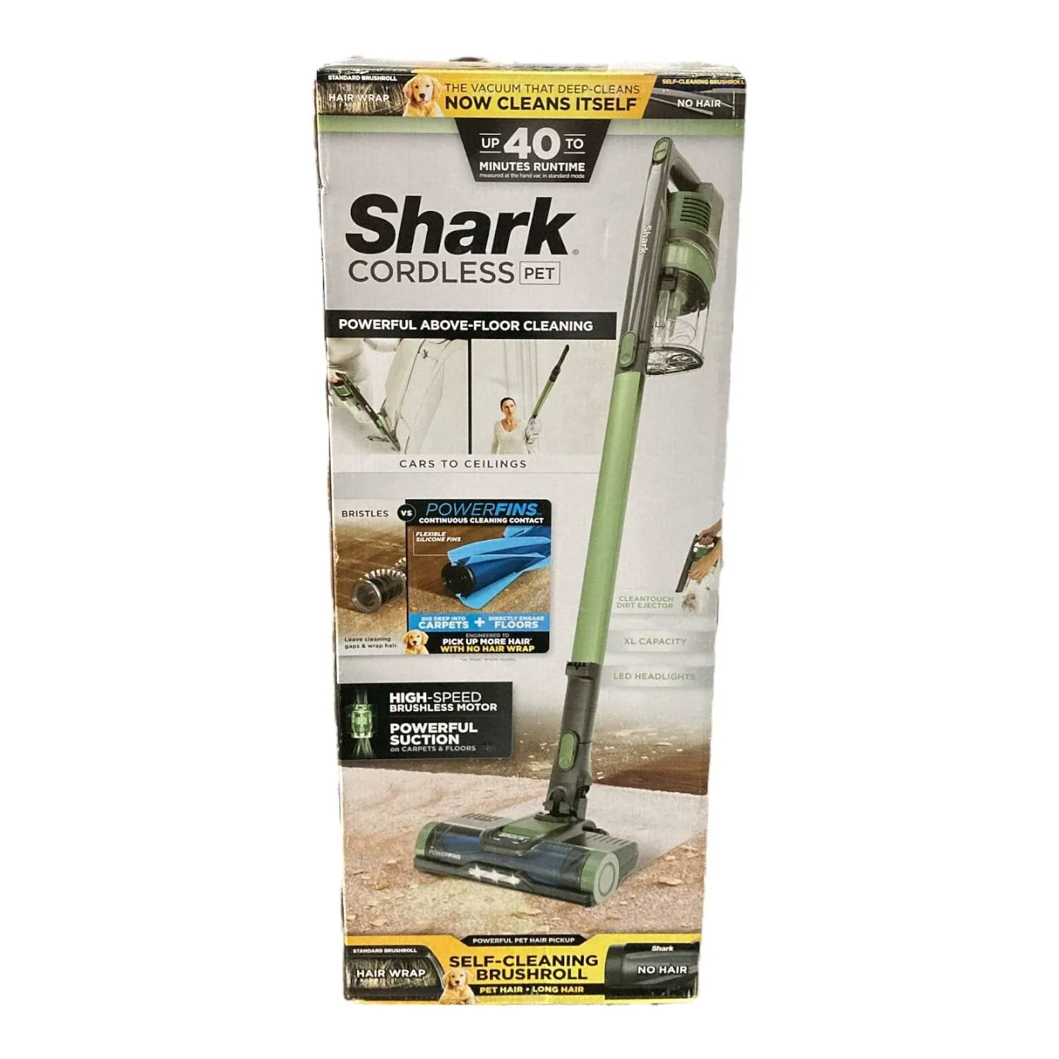 Shark Cordless Pet Upright Stick Vacuum w/PowerFins UZ155, Green