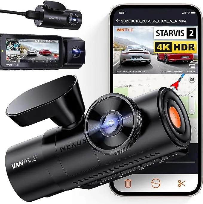 Vantrue N4 Pro 3 Channel 4K WiFi Dash Cam | GPS 4K + 1080P + 1080P