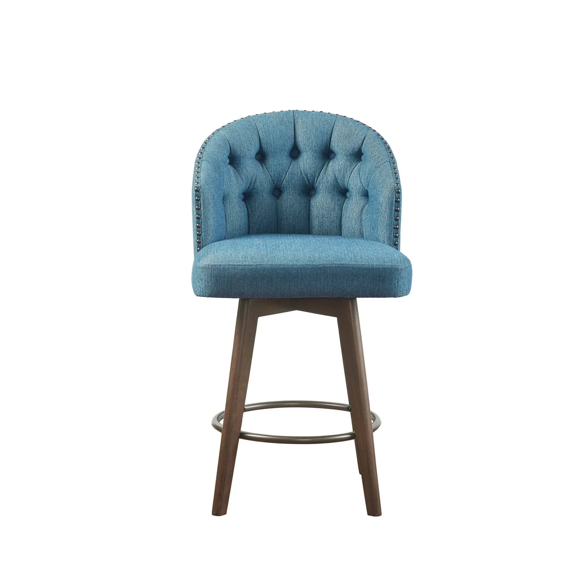 Madison Park - Onyx Upholstered 360 Degree Swivel Counter Stool 26" H - Blue