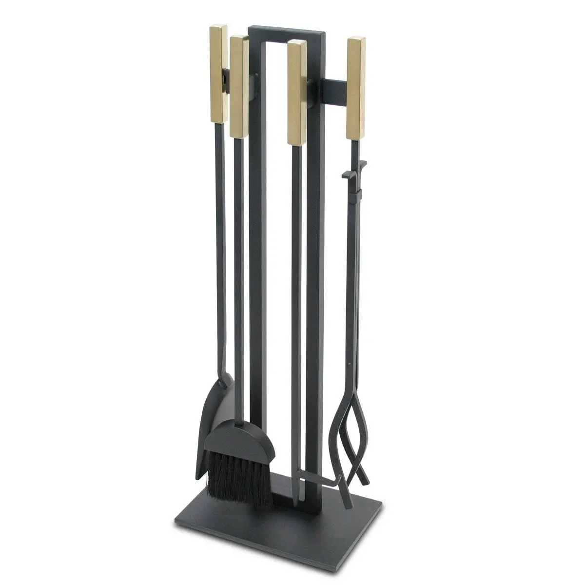 Pilgrim Home and Hearth Modern Fireplace Tool Set, Black and Brass