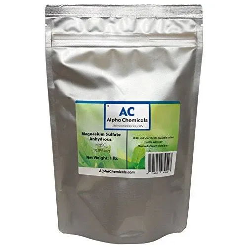 1 Pound - Magnesium Sulfate - Anhydrous - 19.8% Mg