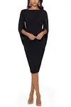 Betsy & Adam Cape Sleeve Crepe Sheath Dress